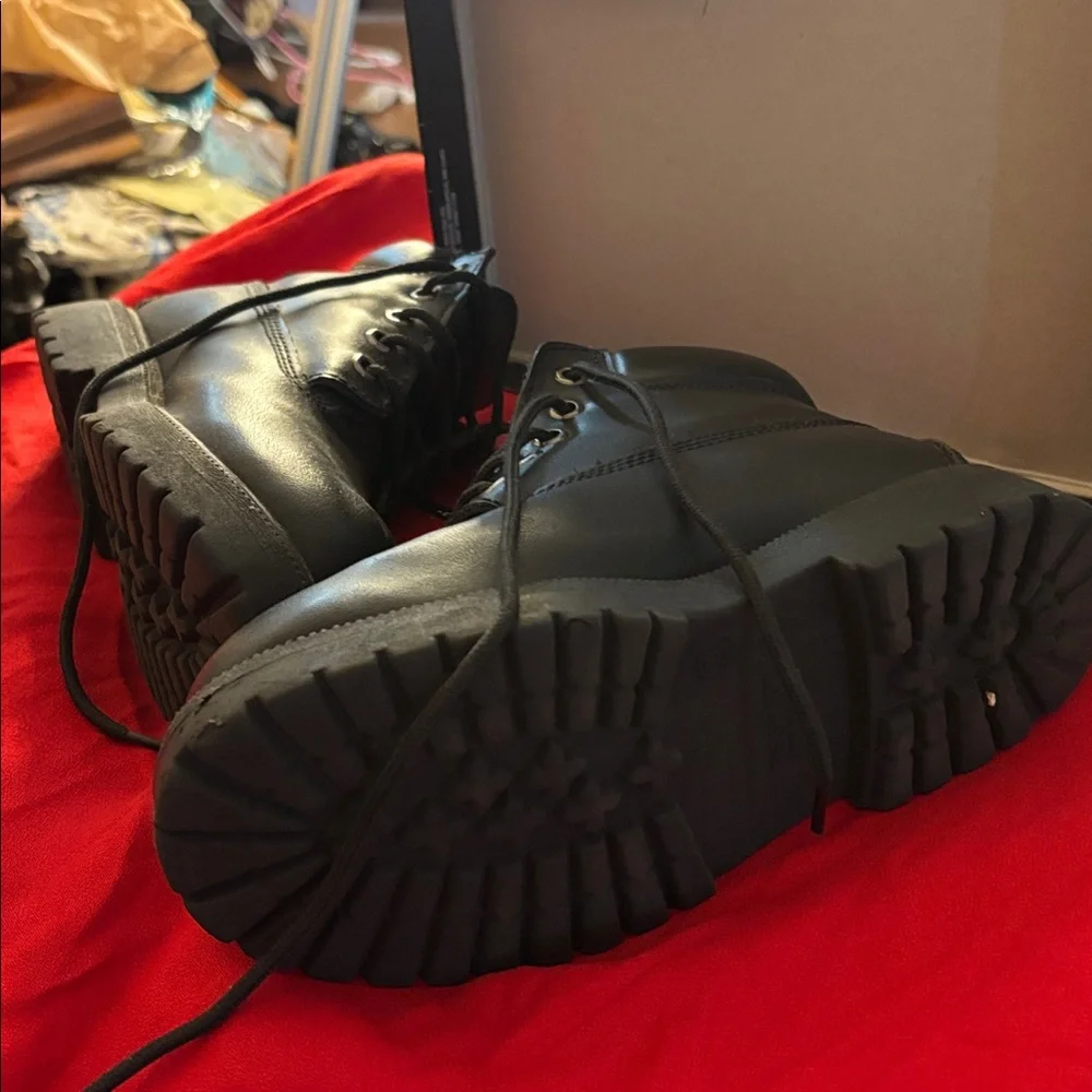 Children’s Black Leather Lace-Up waterproof Boots 2 1/2